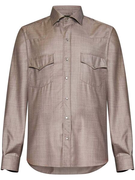 Franzese Collection Virgin Wool Shirt - Brown 
