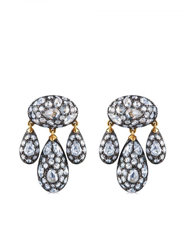  Fred Leighton 18kt Gold Diamond Modern Girandole Pendant Earrings 