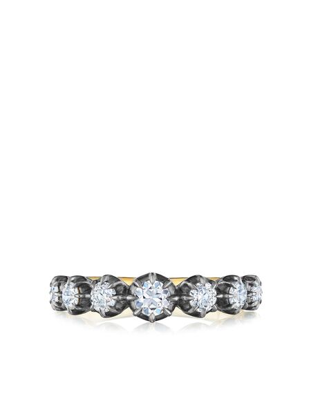  Fred Leighton 18kt Gold 7 Diamond Stone Collect Ring 
