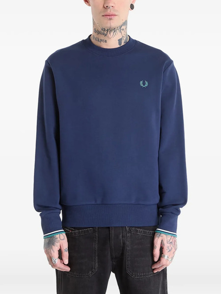  Fred Perry Crew-neck Logo-embroidered Sweatshirt - Blue 