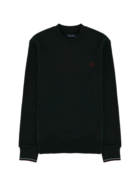  Fred Perry Crew-neck Logo-embroidered Sweatshirt - Green 