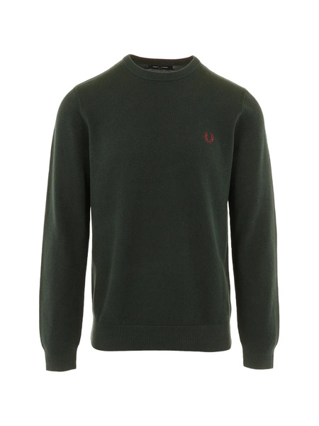  Fred Perry Embroidered Crew-neck Sweater - Green 