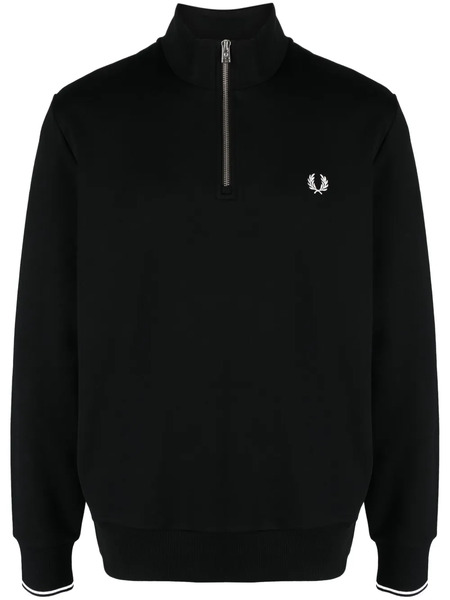  Fred Perry Logo-embroidered Zip-up Jumper - Black 