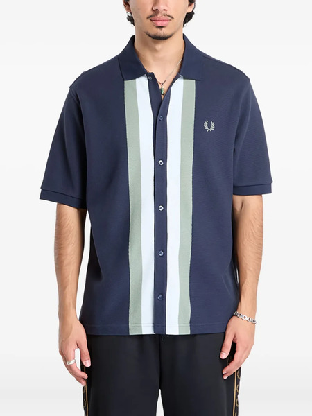  Fred Perry Panelled Button Shirt - Blue 