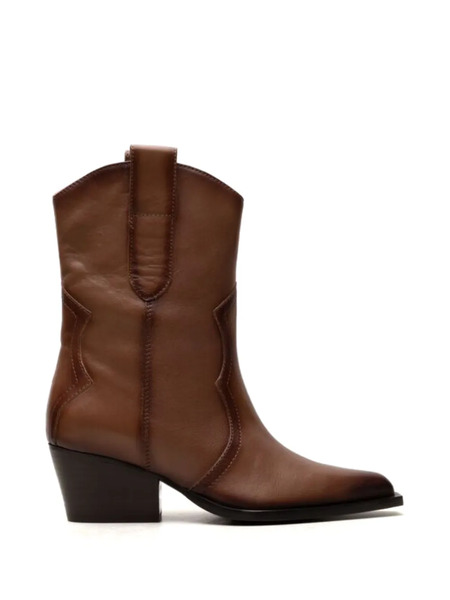  Free People Cat Nap Leather Cowboy Boots - Brown 