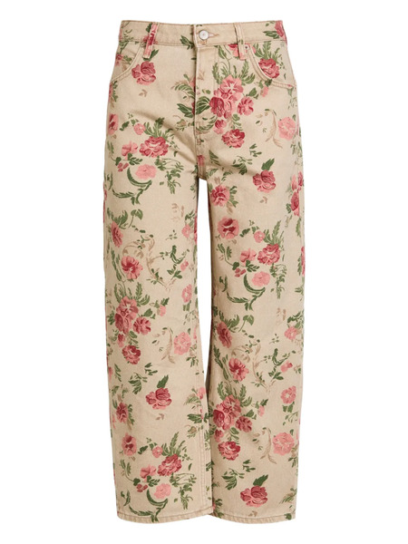  Free People Deep Trance Floral-print Jeans - Neutrals 