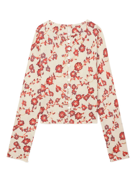  Free People Floral-print Button Top - Neutrals 