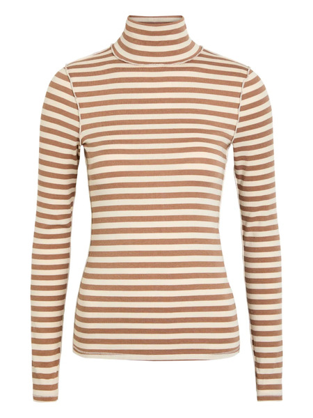  Free People Striped Roll-neck Top - Brown 