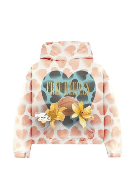  Free Refills Heart Print Hoodie - White 