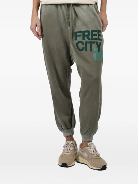  Freecity Drawstring Graphic Trousers - Green 