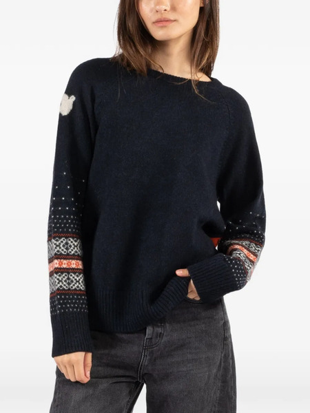  Freecity Fair-isle Crew-neck Sweater - Blue 