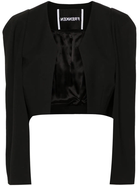  Frenken Long Puff-sleeved Cropped Jacket - Black 