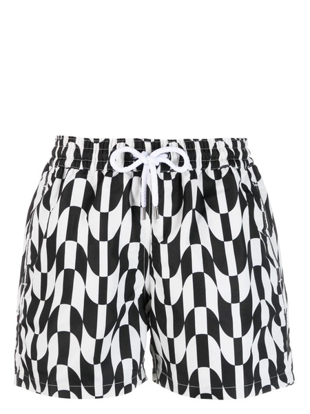  Frescobol Carioca Copacabana Checked Swim Shorts - Black 