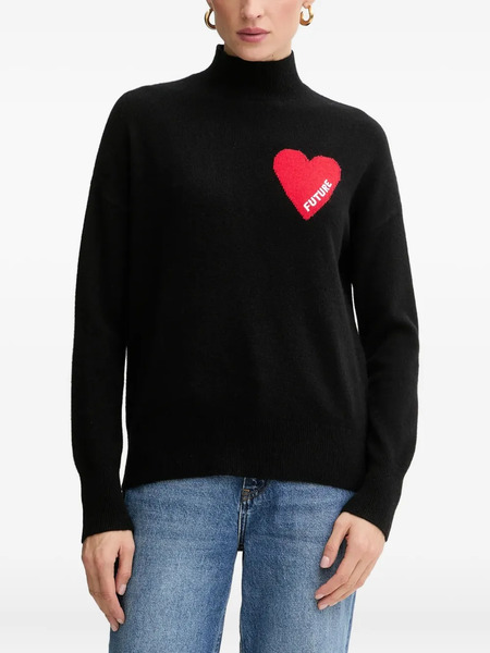  From Future Heart-motif Roll-neck Sweater - Black 