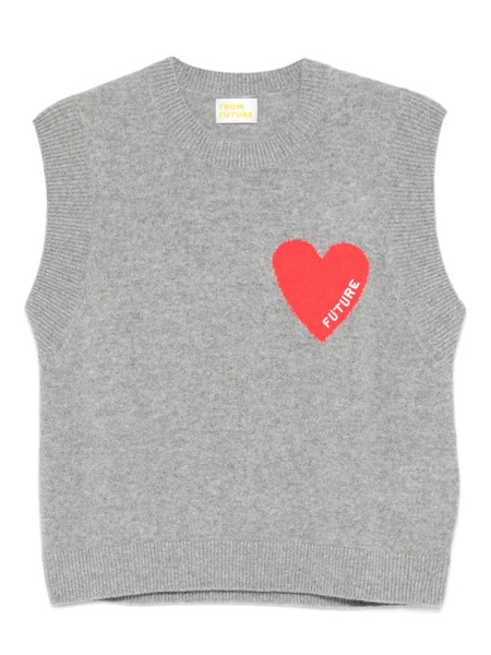  From Future Heart-motif Sleeveless Vest - Grey 