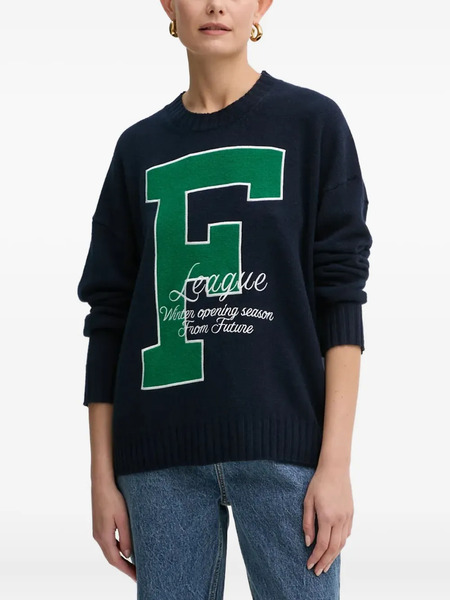  From Future Letter-graphic Cashmere Pullover - Blue 