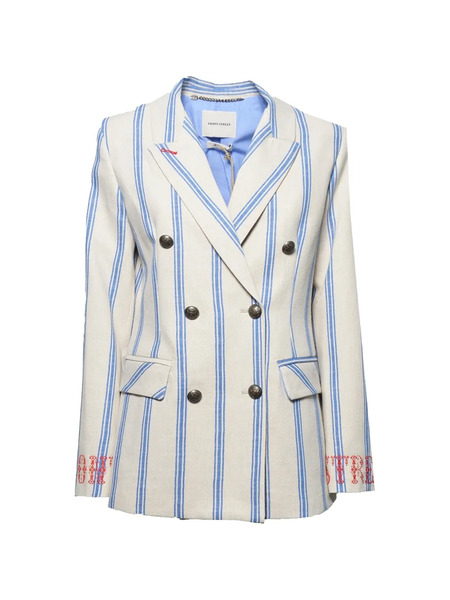  Front Street 8 Striped Double-breasted Blazer - Neutrals 