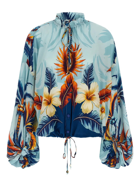  F.r.s For Restless Sleepers Archilo Ruffled Floral-print Blouse - Blue 