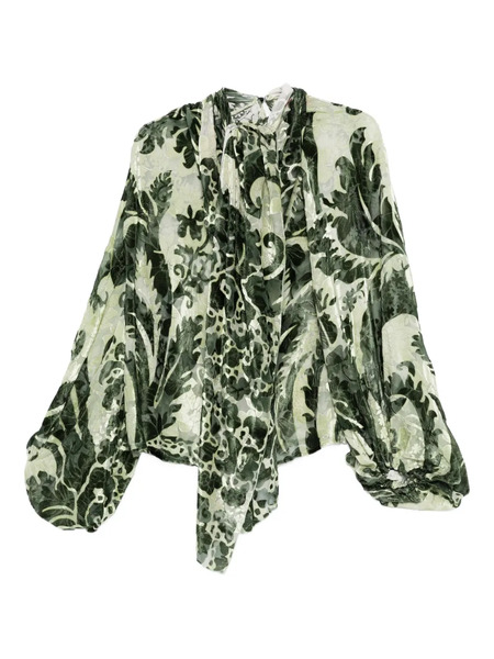  F.r.s For Restless Sleepers Floral-print Balloon-sleeve Blouse - Green 