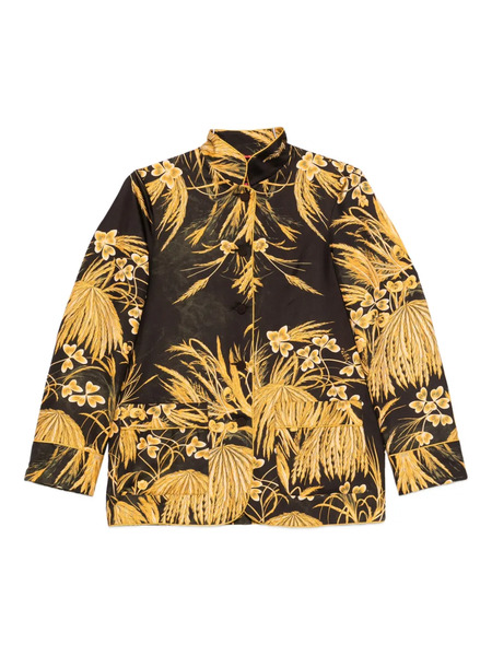  F.r.s For Restless Sleepers Floral-print Mandarin-collar Shirt - Brown 