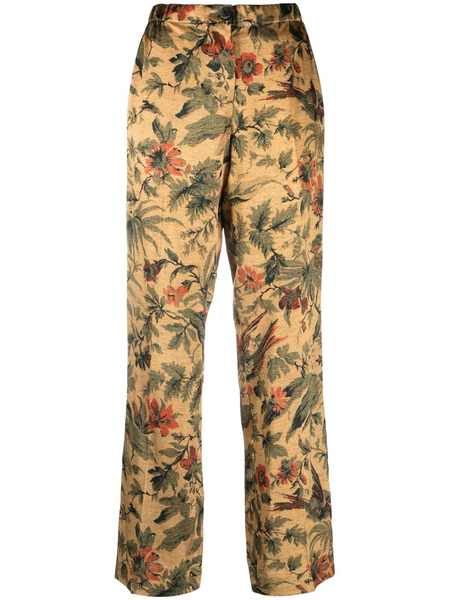  F.r.s For Restless Sleepers Floral-print Straight-leg Trousers - Yellow 