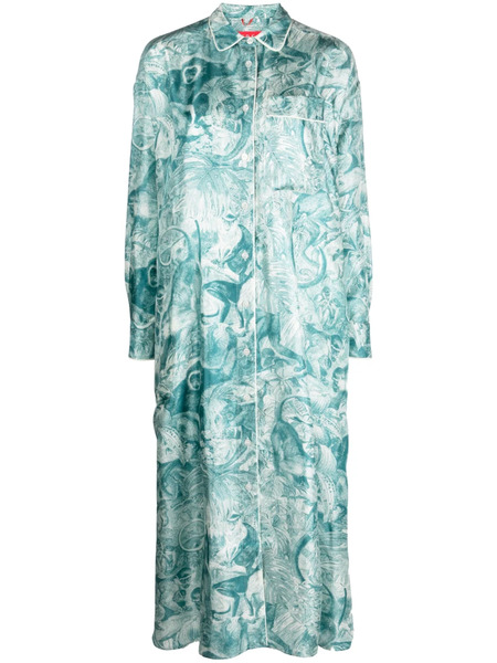  F.r.s For Restless Sleepers Forest-print Shirt Dress - Green 