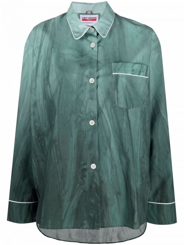  F.r.s For Restless Sleepers Pipe-trim Pajama Shirt - Green 