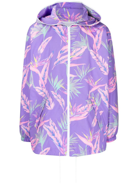  Fumito Ganryu Botanical-print Zipped Jacket - Purple 