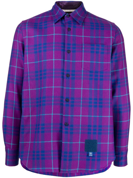 Fumito Ganryu Button-down Check Shirt - Purple 