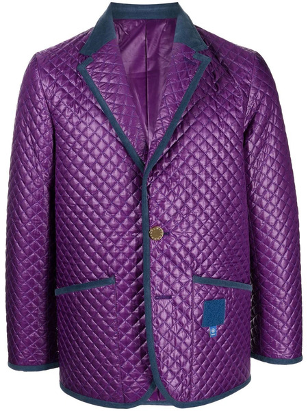  Fumito Ganryu Quilted Single-breasted Blazer - Purple 