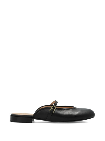  Furla Etoile Strap-detail Leather Mules - Black 