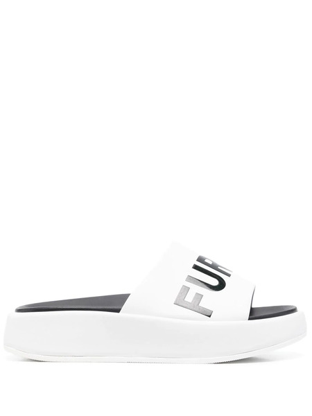  Furla Logo-print Leather Slides - White 
