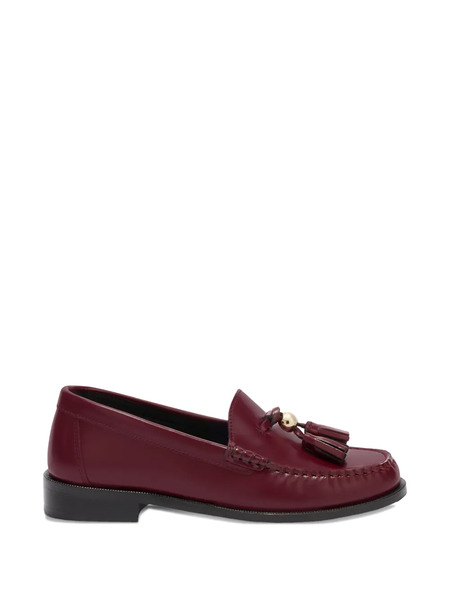  Furla Tassel Brushed Leather Loafers - Red 