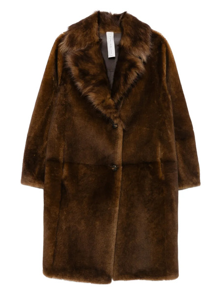  Furling By Giani Fur-trimmed Lapel Single-breasted Coat - Brown 