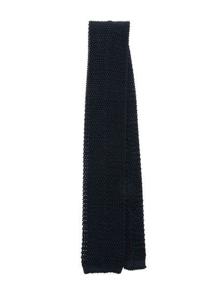  Fursac Square-tip Knitted Silk Tie - Blue 