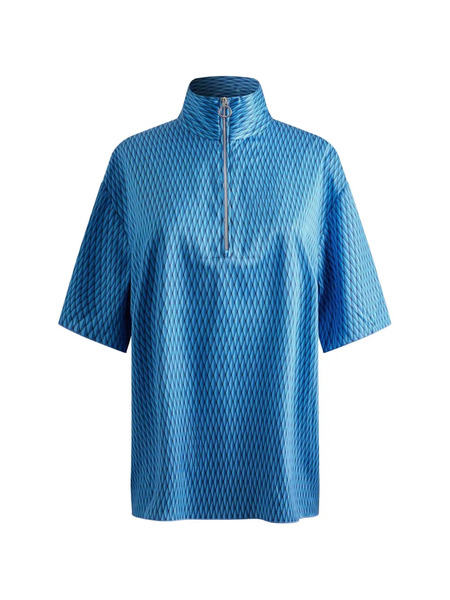  Fusalp Diamond-pattern Zip-neck T-shirt - Blue 