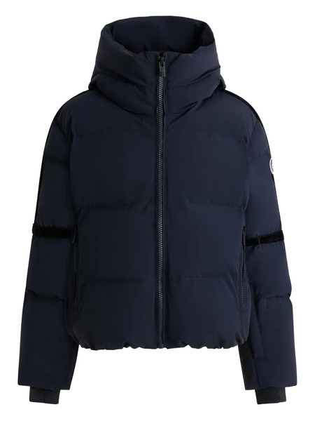  Fusalp Hooded Velvet-trimmed Padded Coat - Blue 