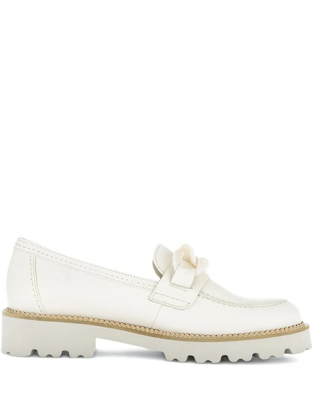  Gabor Chain-link Leather Loafers - White 