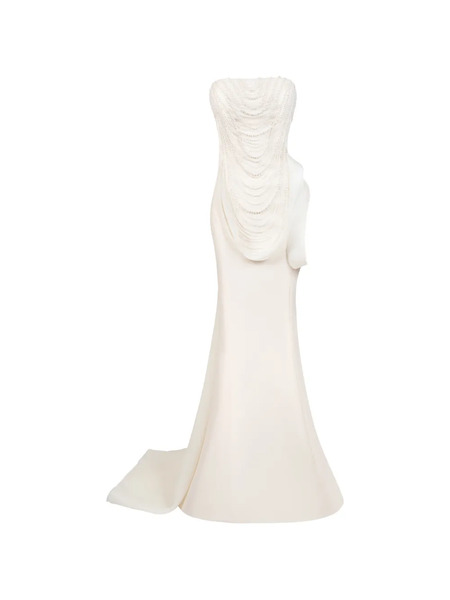  Gaby Charbachy Beaded Strapless Gown - White 