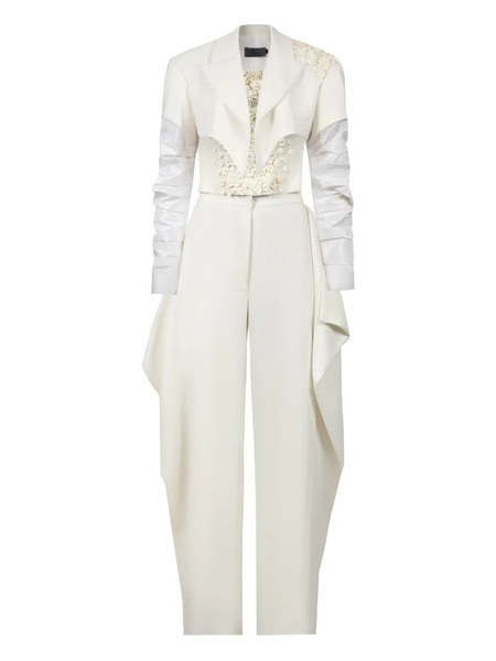  Gaby Charbachy Embellished Draped Jumpsuit - Neutrals 