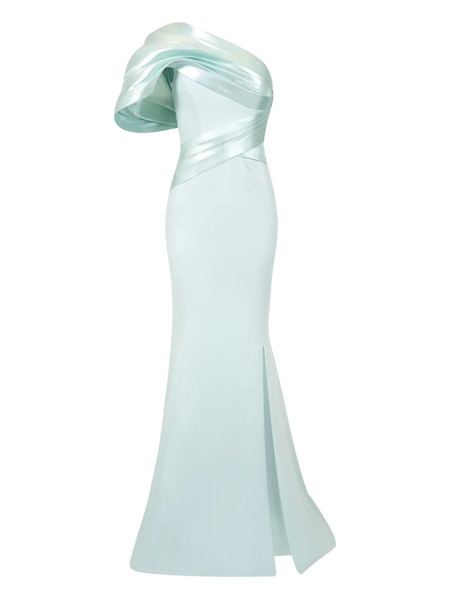  Gaby Charbachy One-shoulder Mermaid Gown - Green 
