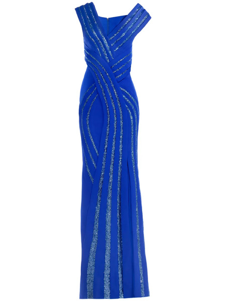  Gaby Charbachy Pleated Gown - Blue 