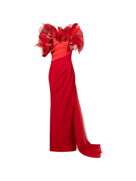  Gaby Charbachy Ruffled Gown - Red 