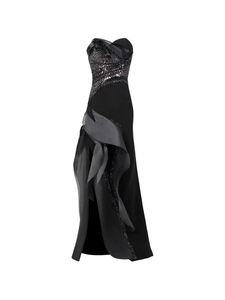  Gaby Charbachy Sequin-embellished Strapless Gown - Black 