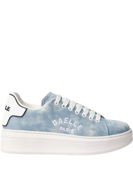  Gaelle Logo-embroidery Denim Sneakers - Blue 