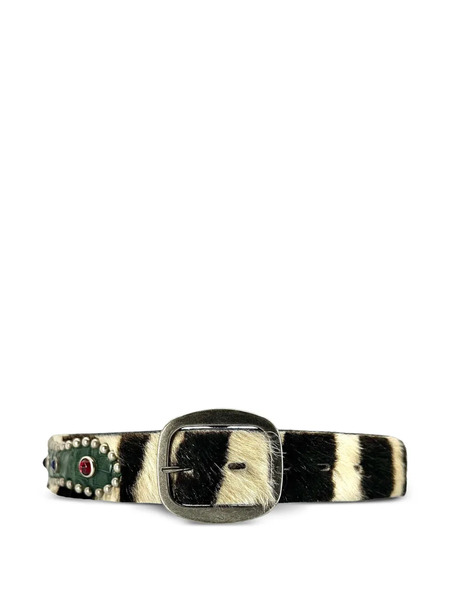  Gallery Dept. Simon Reptile-affect Studded Fur Belt - White 