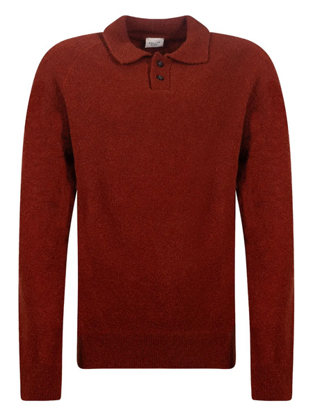  Gallia Buttoned Collar Knitted Sweater - Red 