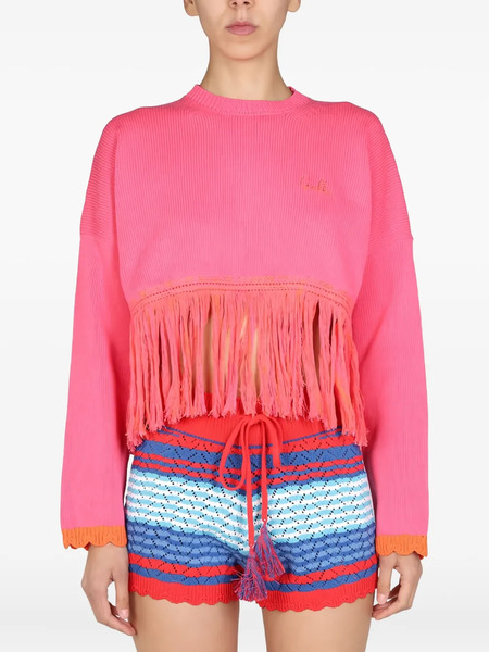  Gallo Fringed Long-sleeves Sweater - Pink 