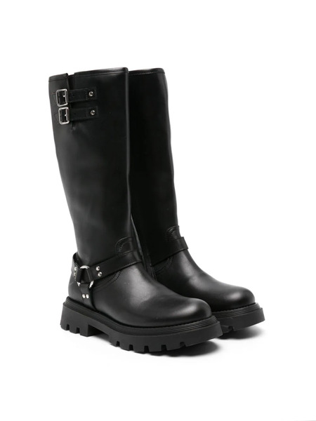  Gallucci Kids Buckled Knee-high Leather Boots - Black 