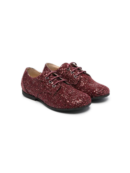  Gallucci Kids Glitter Lace-up Ballerina Shoes - Red 